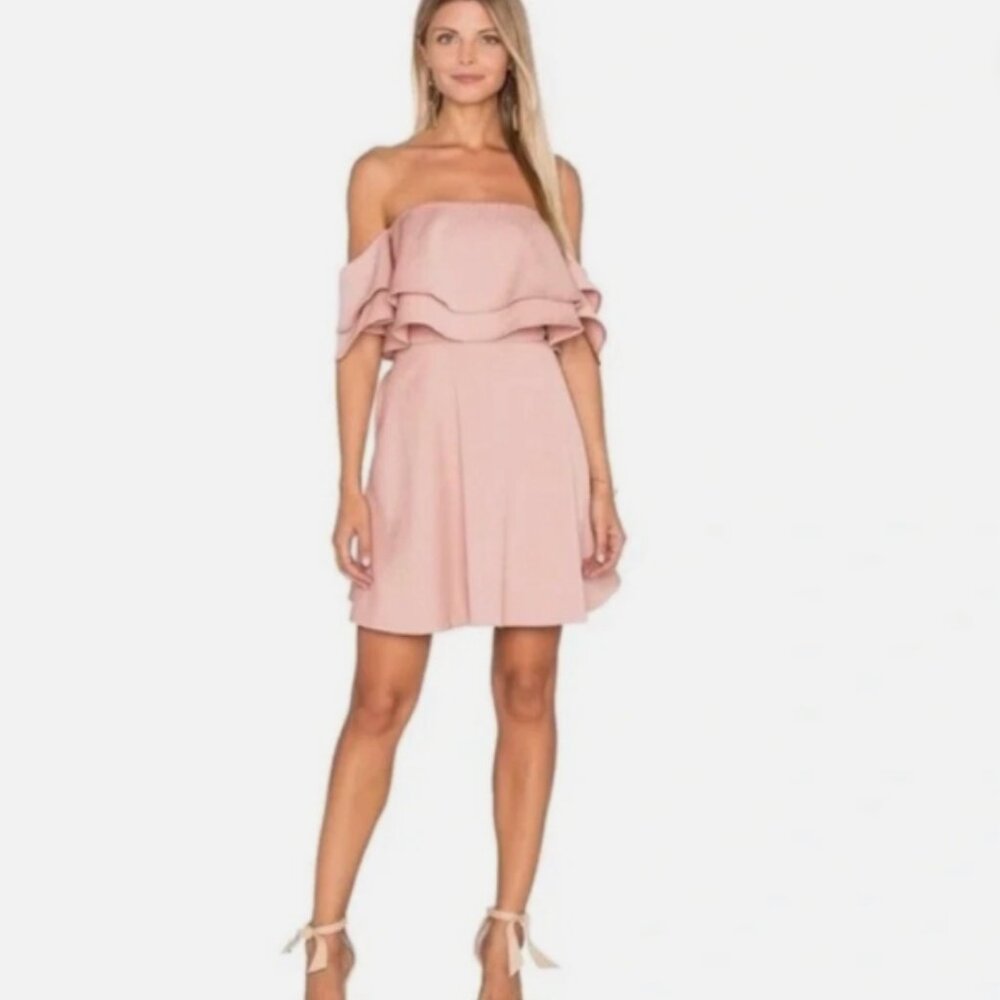 Keepsake the Label Blush Pink Ruffle Off Shoulder Mini Dress Size Small